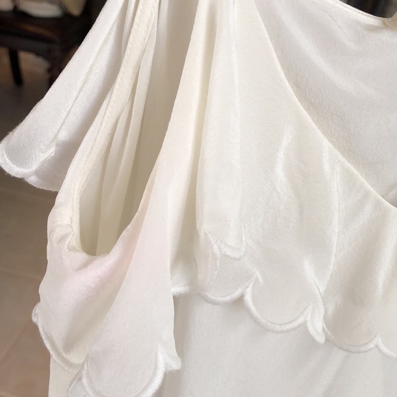 Zimmermann Silk Embroidered edged Scallop Ruffle V-Neck spaghetti strap camisole - Picture 6 of 9